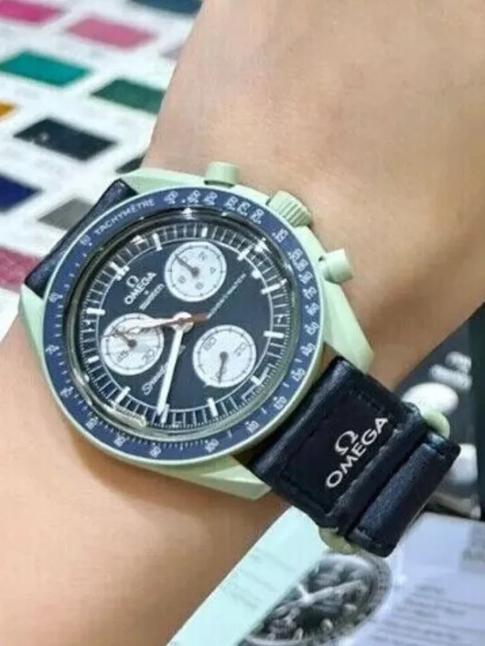 Omega x Swatch Moonswatch Speedmaster Mission to Earth Blue Working